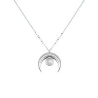 Moonstone Crystal - Silver Crescent Moon Necklace