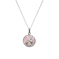 Rose Quartz Crystal - Twin Cats - Necklace