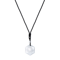 Clear Crystal Quartz Necklace - Black Handmade Rope