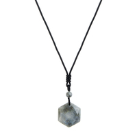 Labradorite Crystal Necklace - Black Handmade Rope