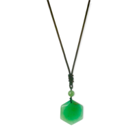 Green Aventurine Crystal Necklace - Black Handmade Rope