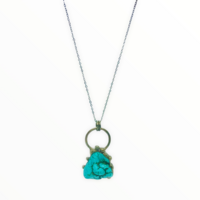 Turquoise Crystal Necklace -  Stainless Steel Chain
