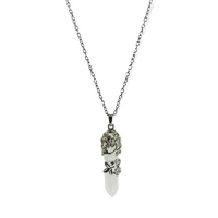 Clear Crystal Quartz Point Necklace - Alloy Chain 