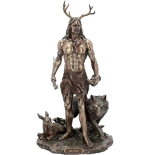 Herne and Animals Folklore Bronzed Figurine
