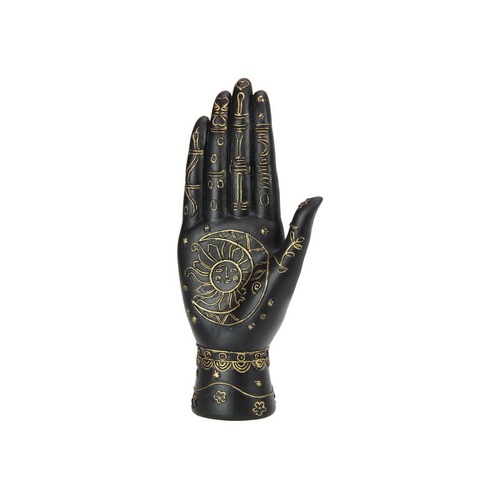 Palmistry Palm Reading Hand Display Statue Black and Gold
