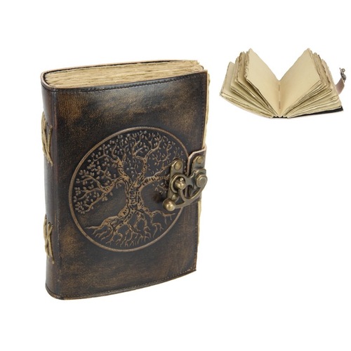 Leather Journal - Antique Paper - Tree Of Life  Embossed 18cm x 13cm